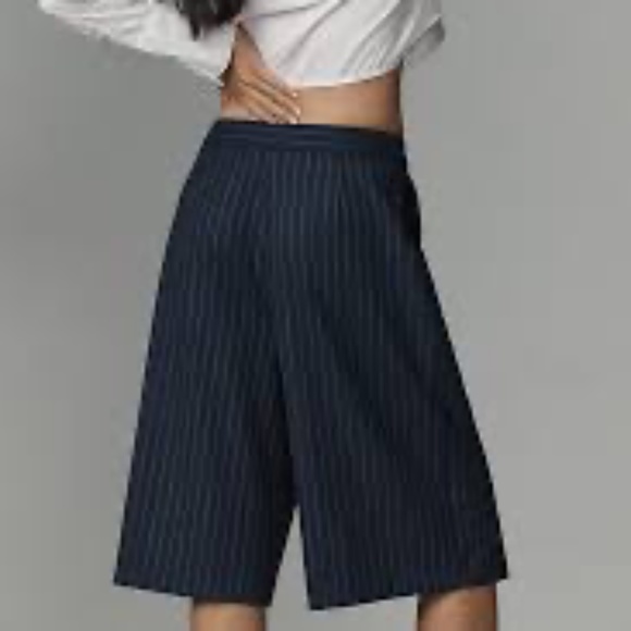 Brand New Anthropologie Menswear-Inspired Pinstriped Wide Leg Culottes - Picture 12 of 16